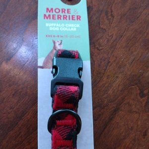 Buffalo Check Dog Collar, Red and black, XXS